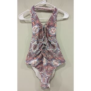 🆕 Show Me Your Mumu Mermaid La Jolla Paisley Lace Up One Piece Swim Large